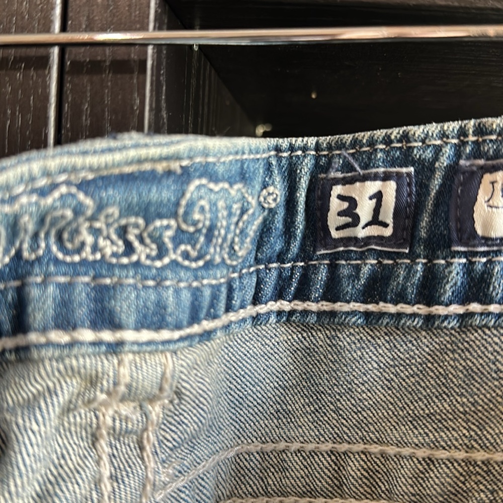Miss Me Boot Cut Jeans Size 31Embellished Bling Flap Pockets - Picture 5 of 10